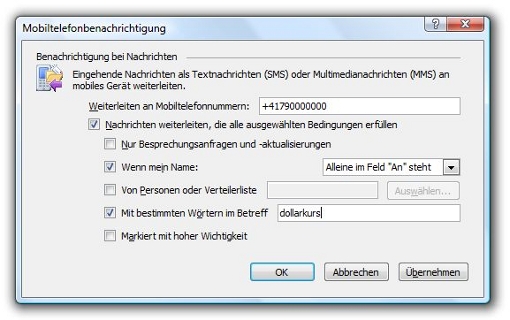 Outlook 2010 Mobile-Benachrichtigung - Benachrichtigungen bei Nachrichten.