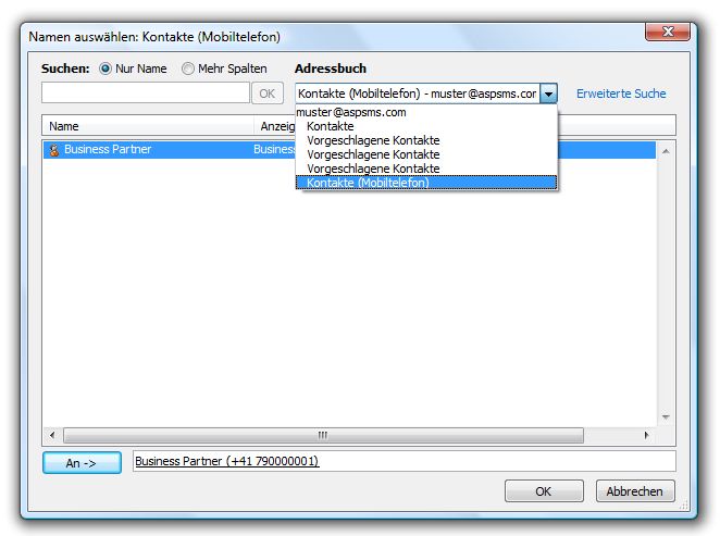 Mobiltelefonadressbuch.